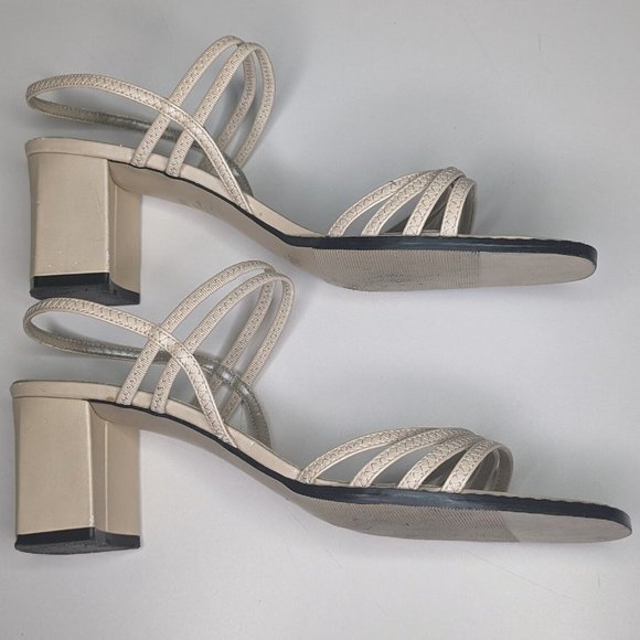 New York Transit Cream Beige Strappy 2.5 inch Heels Sandals Womens Size 10M - Picture 3 of 12